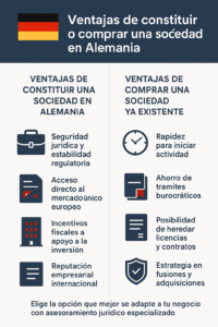 Ventajas de constituir o comprar sociedad en Alemania - resumen infografia - abogados IN DIEM