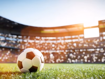 View of a football stadium from the stands to illustrate cases of sports administrative sanctioning law.