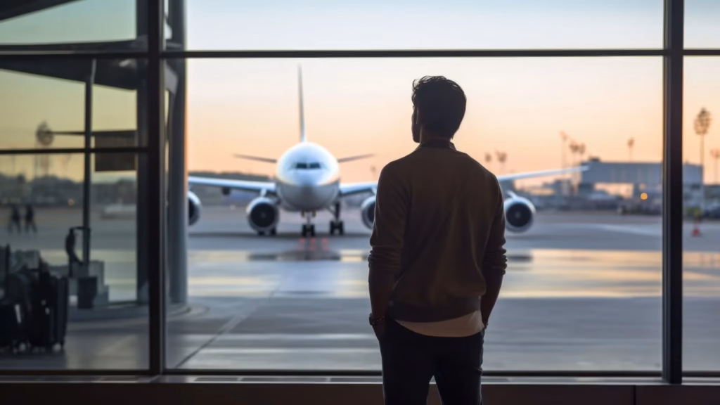 Avión comercial en pista de aterrizaje para ilustrar motivos de denegación de entrada en aeropuertos de España.