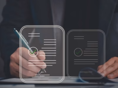 Hands operating a touch tablet. Digitalization and electronic signature in the Advanced Project 3.0. 