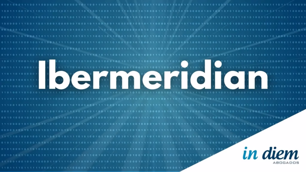 Ibermeridian sobre fondo digital para informar sobre estafa de criptomonedas y defensa legal.