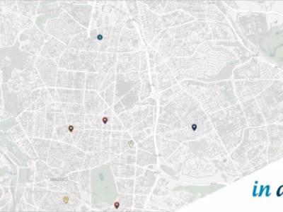 Mapa de Madrid señalando ubicaciones de cajeros de criptomonedas. Asesoramiento legal por abogados especialistas.