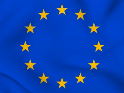 Bandera Unión Europea para ilustrar el uso del pasaporte MiCA desde España.
