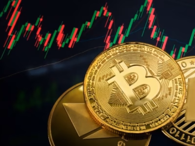 Cryptocurrency image over a chart to illustrate legal claims against cryptocurrency exchanges.
