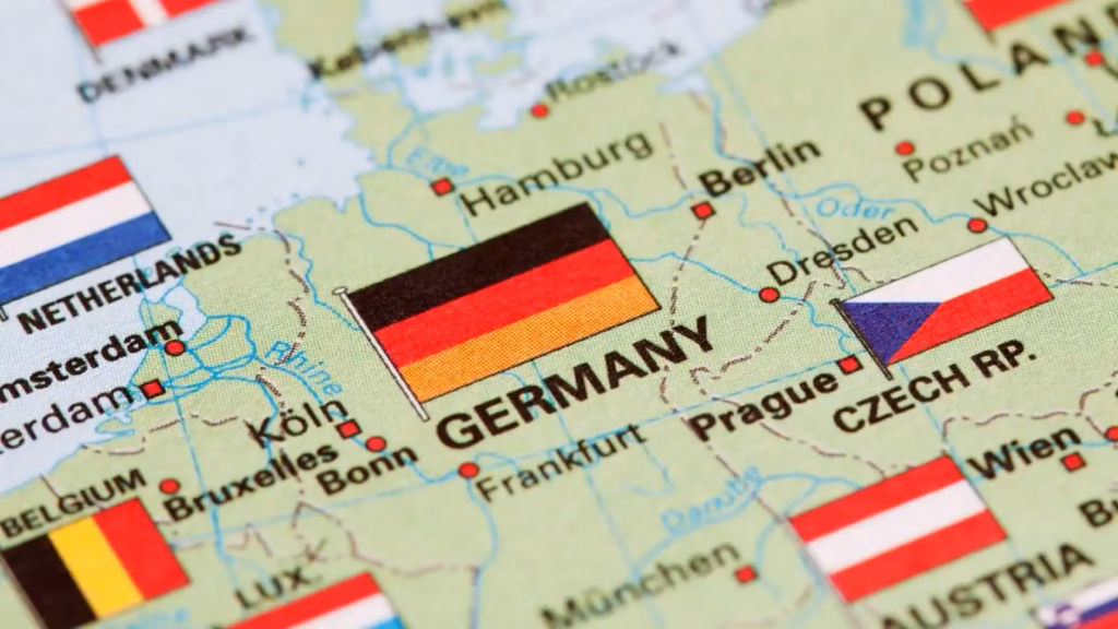 Mapa de Alemania para ilustrar los requisitos y características de la sociedad mercantil UG en Alemania.