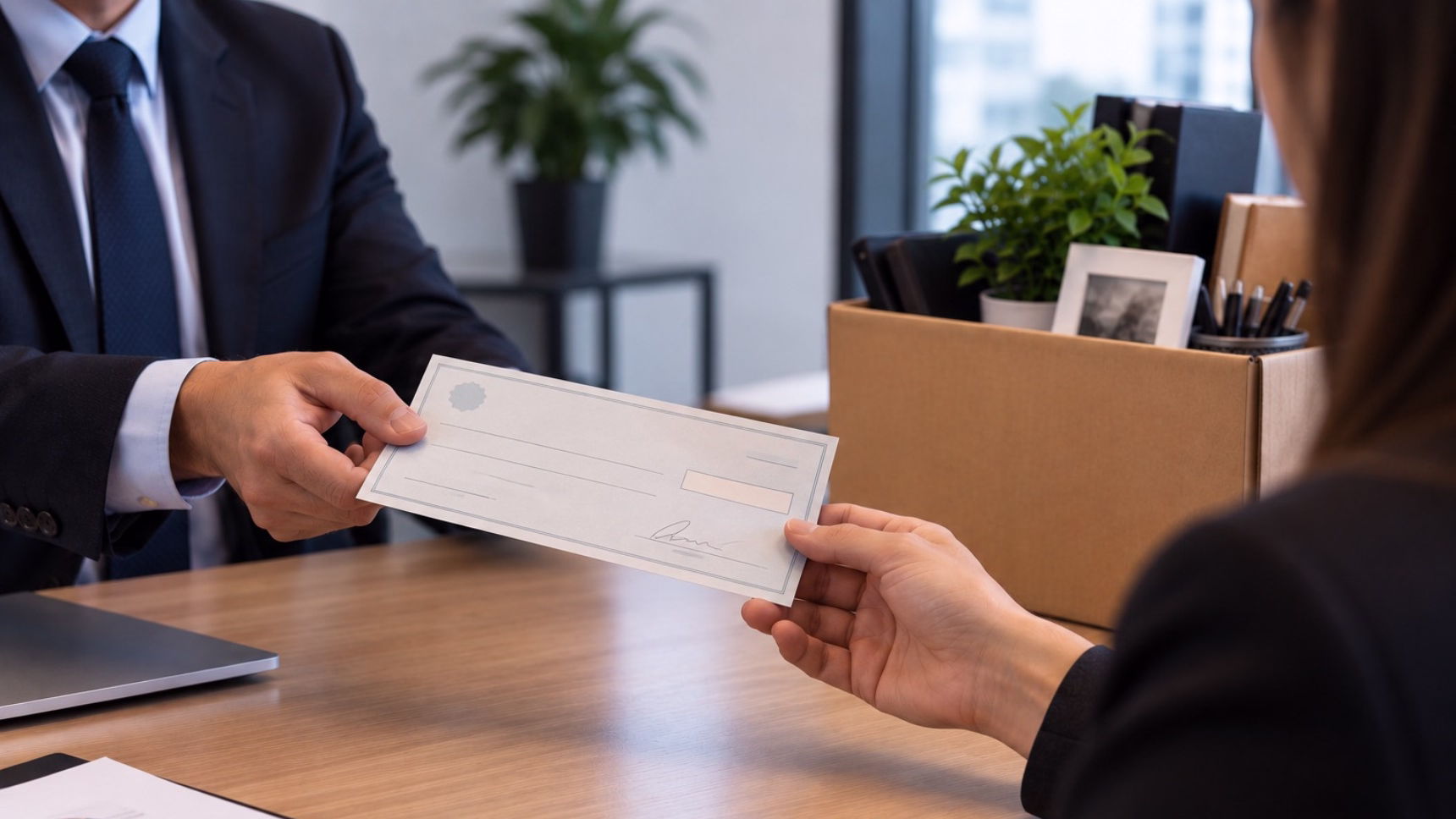 Entrega de una indemnización por despido entre empresa y trabajador